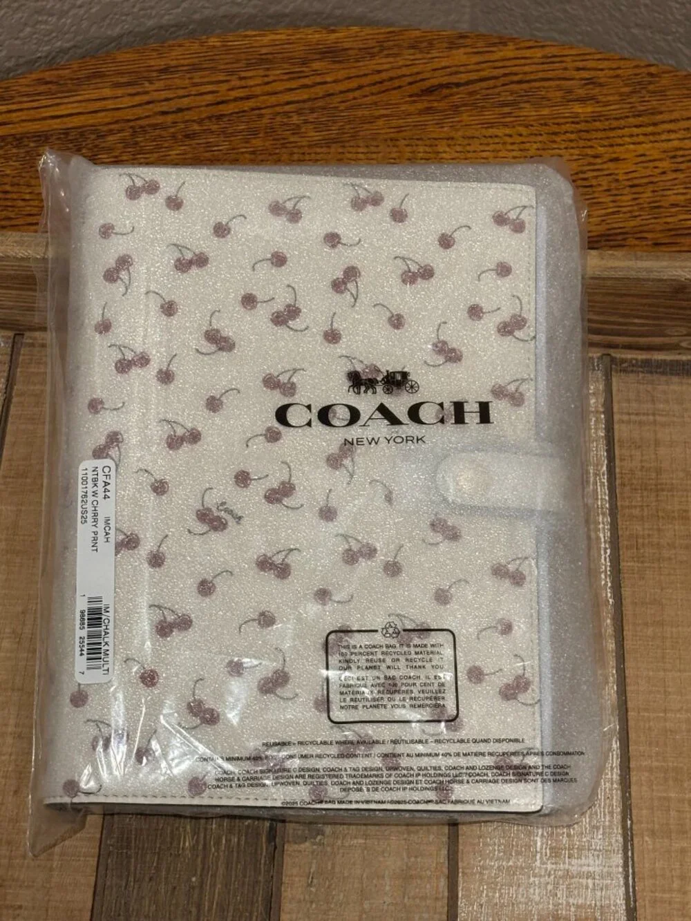 2026 Coach Notebook With Cherry Print | Red/White CFA44 NWT